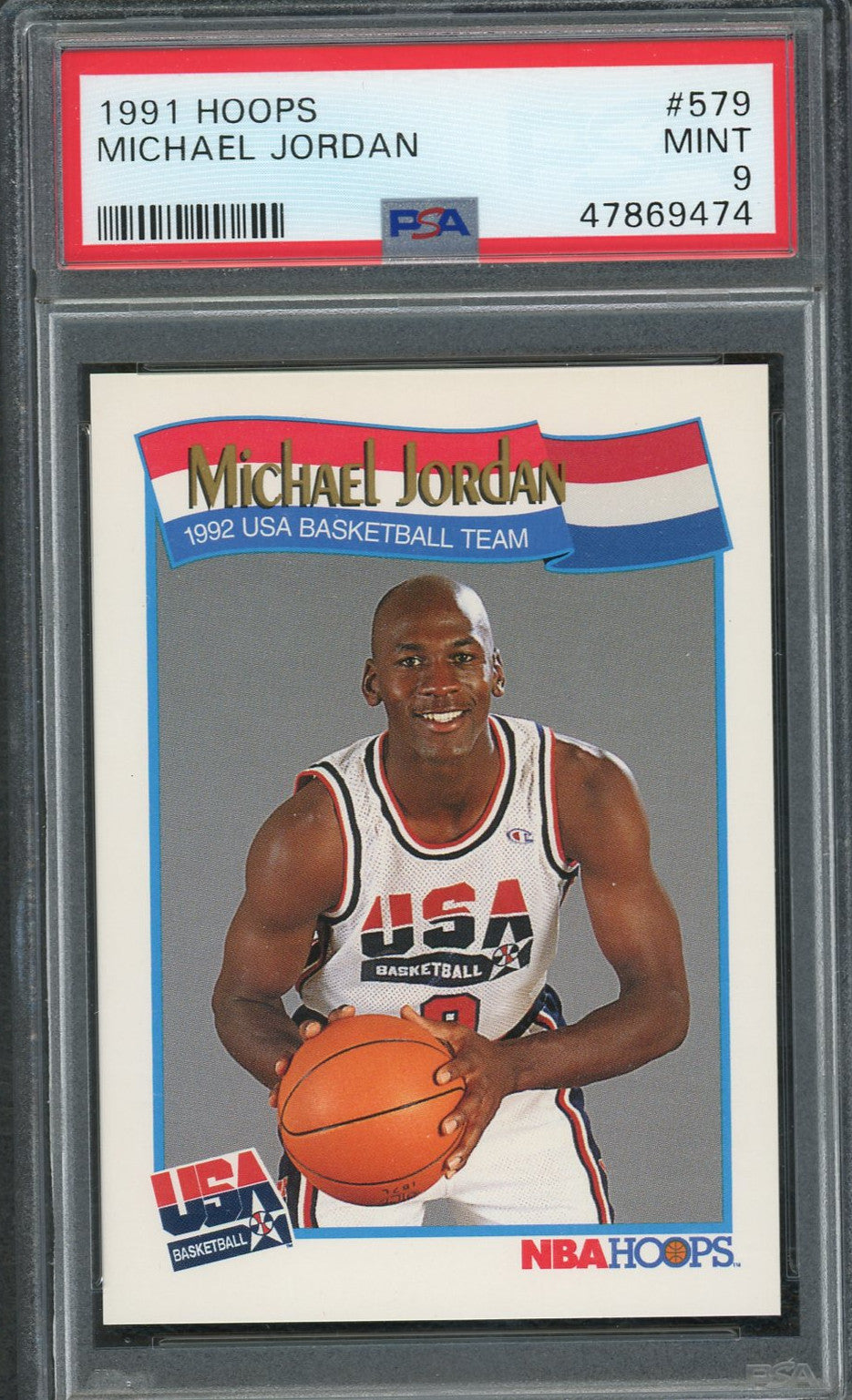 マイケル ジョーダン チーム USA ドリーム チーム 1991 フープ バスケットボール カード #579 グレード PSA 9 MINT