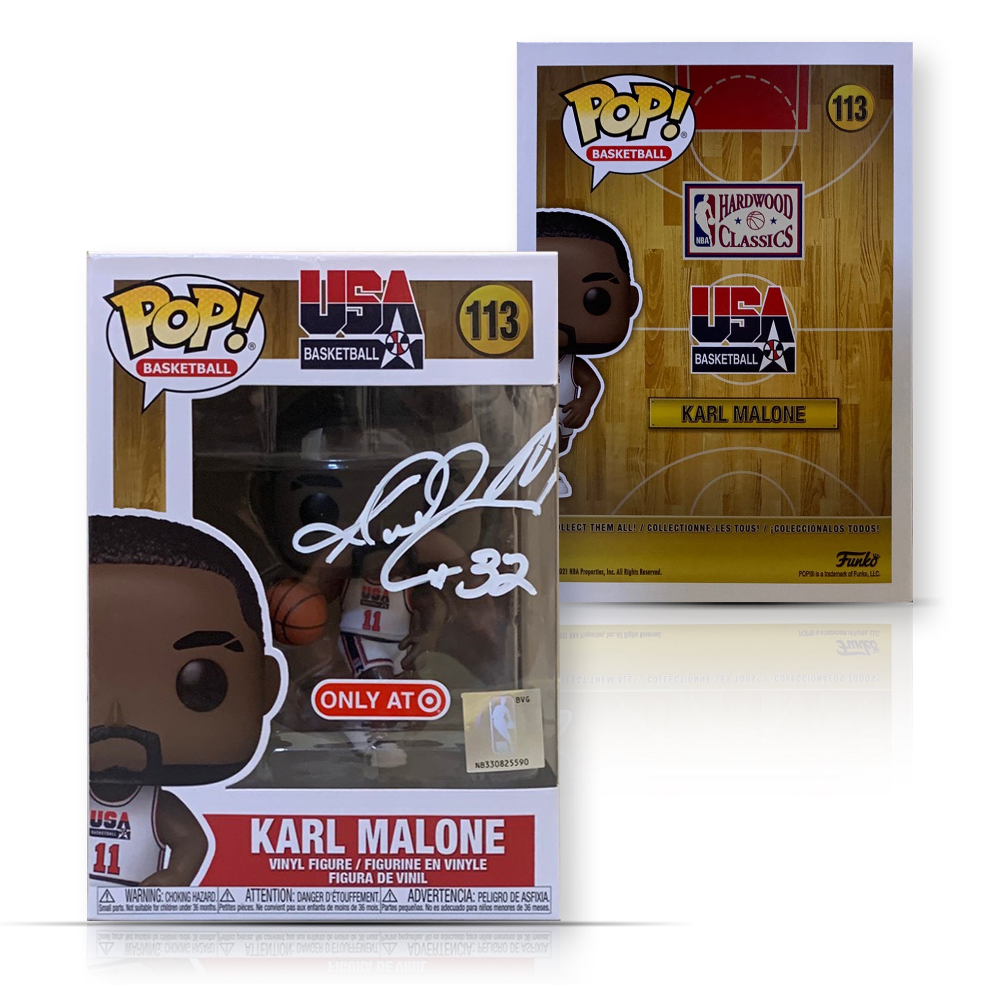Karl Malone Autographed Team USA Olympics Dream Team Signed Basketball Funko Pop 113 JSA COA 2-Powers Sports Memorabilia