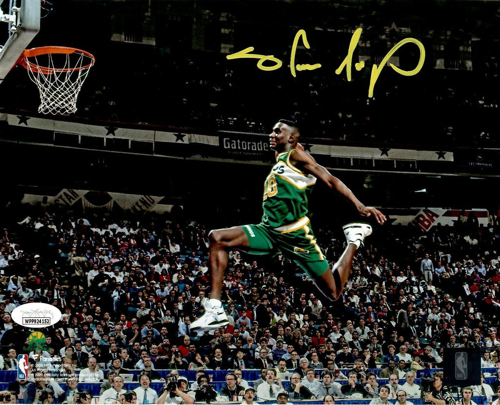 Framed Shawn Kemp Seattle Supersonics Autographed Green Mitchell