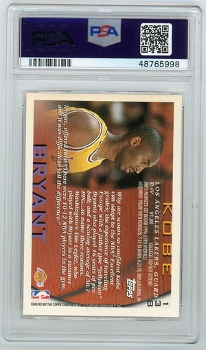 Kobe Bryant 1996 Topps Basketball Rookie Card RC #138 Graded PSA 9 MINT-Powers Sports Memorabilia