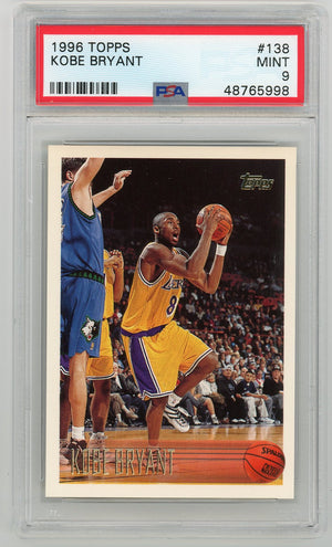 Kobe Bryant 1996 Topps Basketball Rookie Card RC #138 Graded PSA 9 MINT-Powers Sports Memorabilia