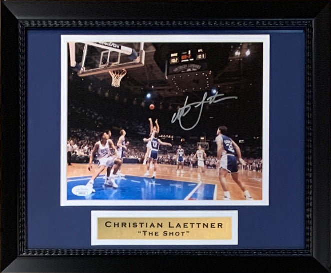 Christian Laettner Autographed Duke Blue Devils Signed THE SHOT Basketball Framed 8x10 Photo JSA COA 2-Powers Sports Memorabilia