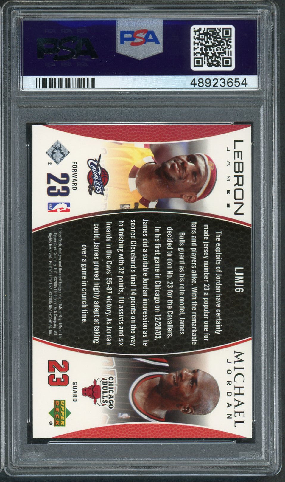 LeBron James Michael Jordan 2005 Upper Deck Bonus Pack Basketball Card #LJMJ6 Graded PSA 9 MINT-Powers Sports Memorabilia