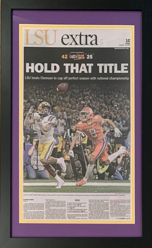 LSU Tigers 2019 Football National Champions New Orleans Advocate Hold That Title Framed Newspaper Original Front Page-Powers Sports Memorabilia