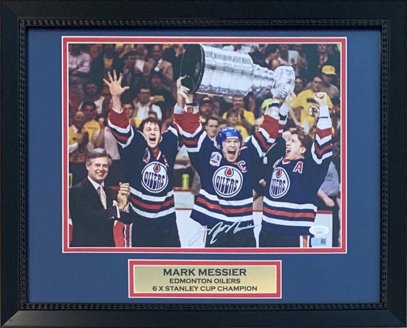 Mark Messier Autographed Edmonton Oilers Signed Hockey 11x14 Framed Photo JSA COA-Powers Sports Memorabilia