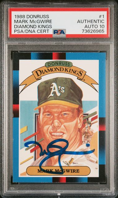 Mark McGwire 1988 Donruss Signed Baseball Card #1 Auto Graded PSA 10