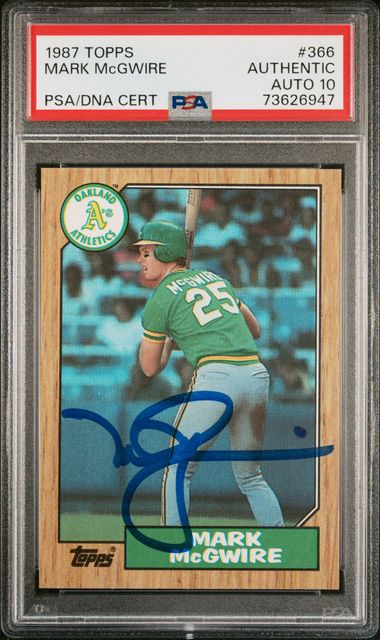 Mark McGwire 1987 Topps Signed Baseball Rookie Card RC #366 Auto Grade