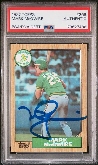 Mark McGwire 1987 Topps Baseball Signed Rookie Card RC #366 Auto PSA-Powers Sports Memorabilia