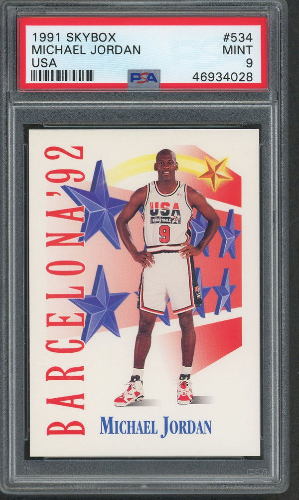 マイケル ジョーダン チーム USA 1991 スカイボックス バスケットボール カード #534 グレード PSA 9