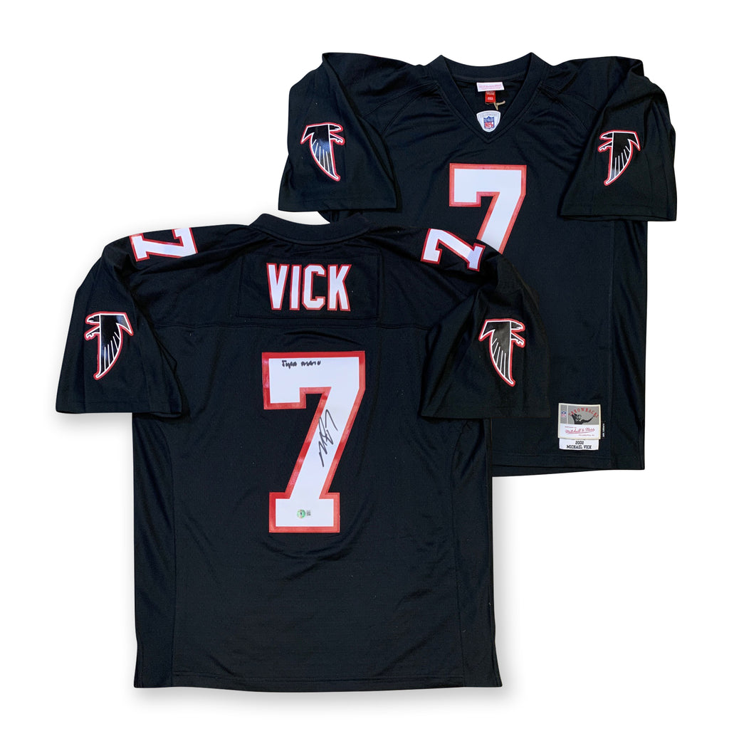 PSM - Drop Ship Michael Vick Autographed Atlanta Falcons Signed Mitchell and Ness Football Jersey Beckett COA