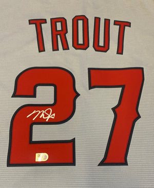 Mike Trout Autographed Los Angeles Baseball Signed Gray Jersey MLB Authenticated COA-Powers Sports Memorabilia