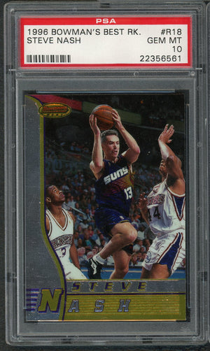 Steve Nash 1996 Bowmans Best Basketball Rookie Card RC #R18 Graded PSA 10 GEM MINT-Powers Sports Memorabilia