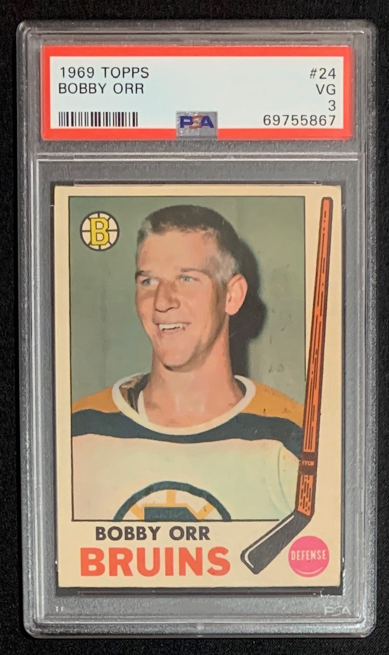 Bobby Orr 1969 Topps Hockey Card #24 Graded PSA 3-Powers Sports Memorabilia