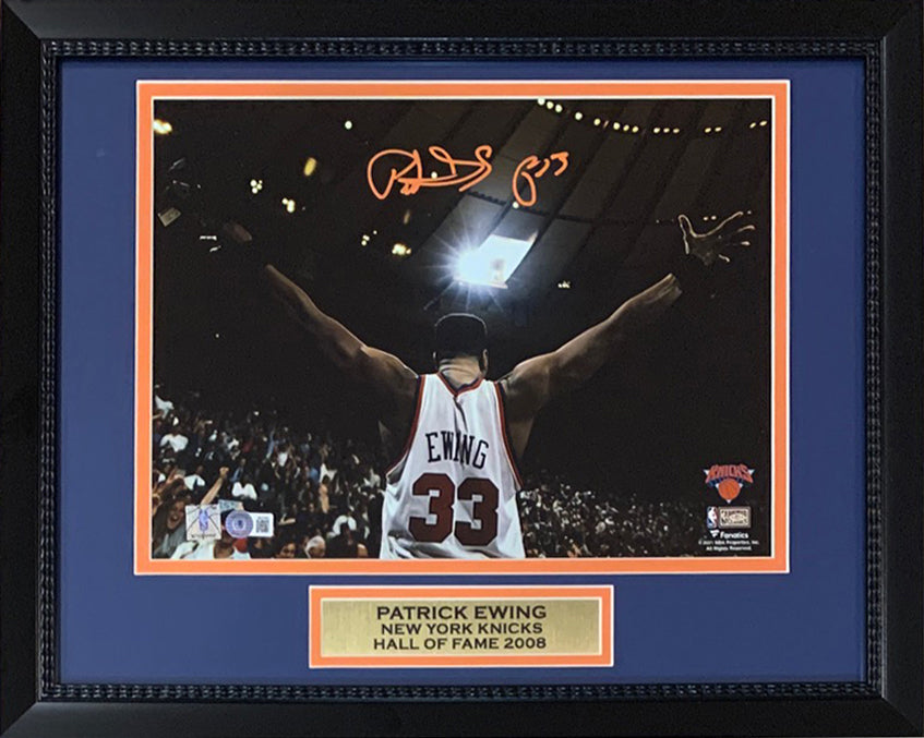Patrick Ewing Autographed New York Knicks Signed 11x14 Basketball Framed Photo Beckett COA-Powers Sports Memorabilia
