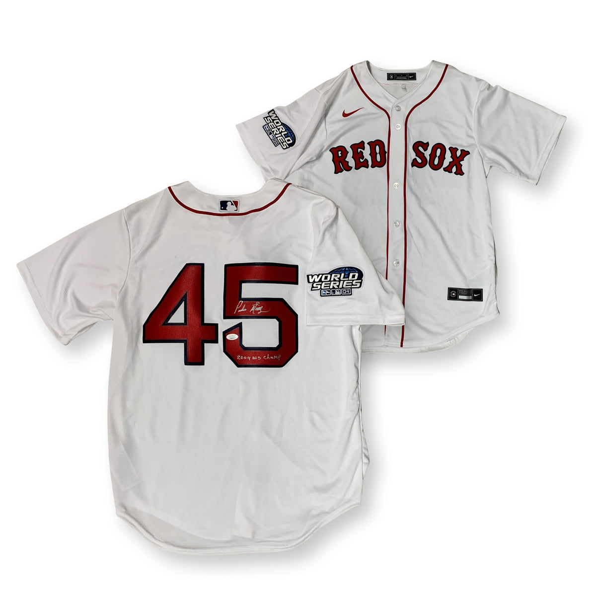 Pedro Martinez Autographed Boston Red Sox Signed 2004 World Series Baseball  Nike Jersey JSA COA