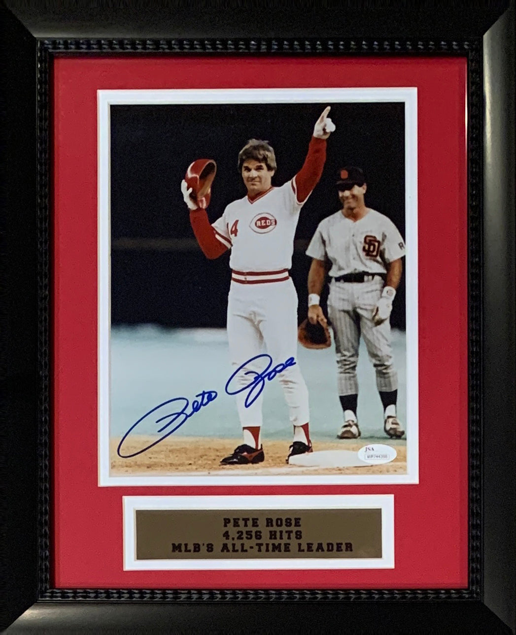 Pete Rose Autographed Cincinnati Reds Framed Baseball 8x10 Photo