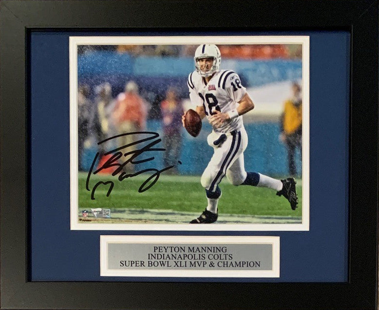 Peyton Manning Autographed Super Bowl 41 XLI Signed Framed 8x10 Photo Fanatics-Powers Sports Memorabilia