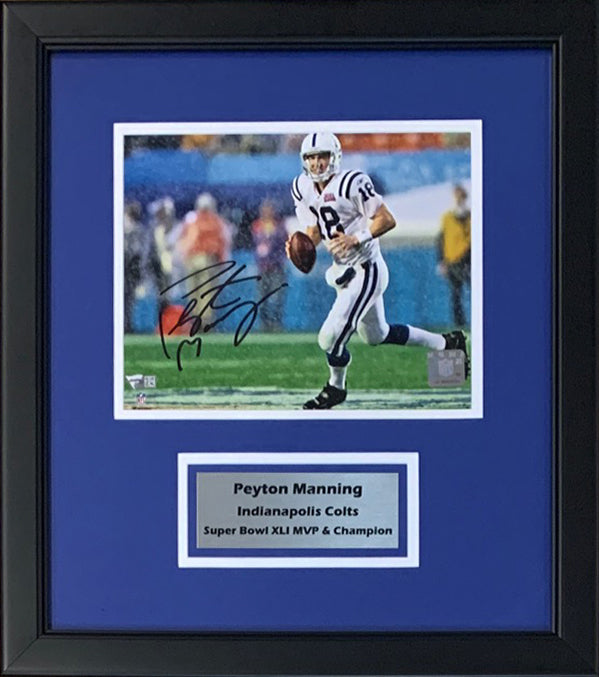 Peyton Manning Autographed Indianapolis Colts Super Bowl 41 XLI Signed Football Framed 8x10 Photo Fanatics Authentic COA-Powers Sports Memorabilia