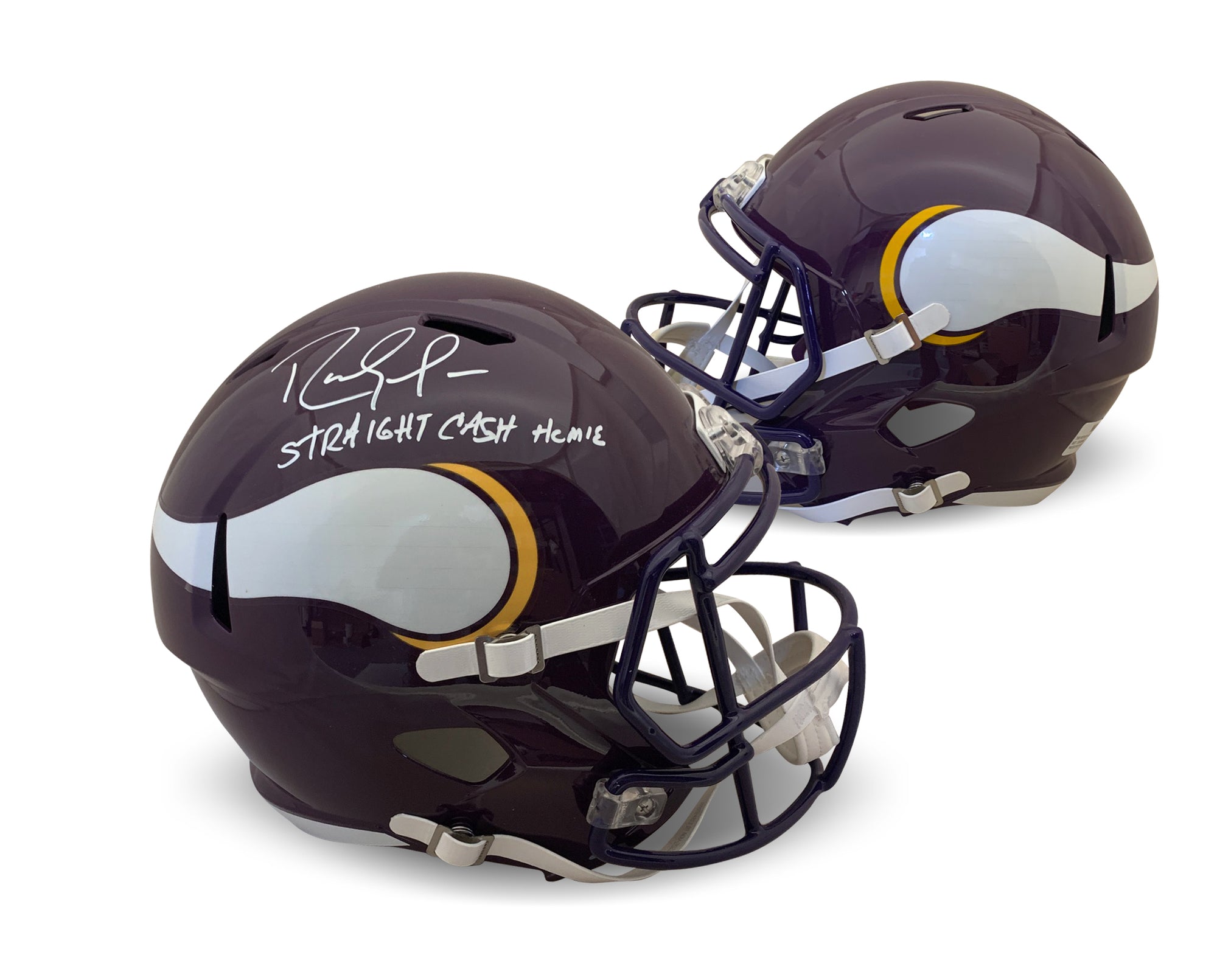 Randy Moss Autographed Minnesota Vikings Signed Football Full Size Replica Helmet STRAIGHT CASH HOMIE Beckett COA-Powers Sports Memorabilia