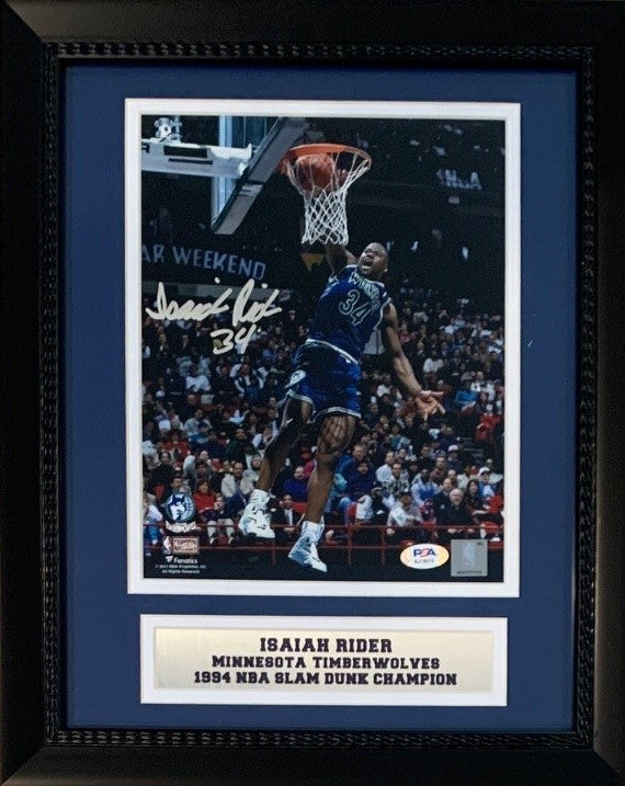 Isaiah Rider JR Autographed Minnesota 1994 Slam Dunk Champion Signed 8x10 Basketball Framed Photo PSA DNA COA-Powers Sports Memorabilia