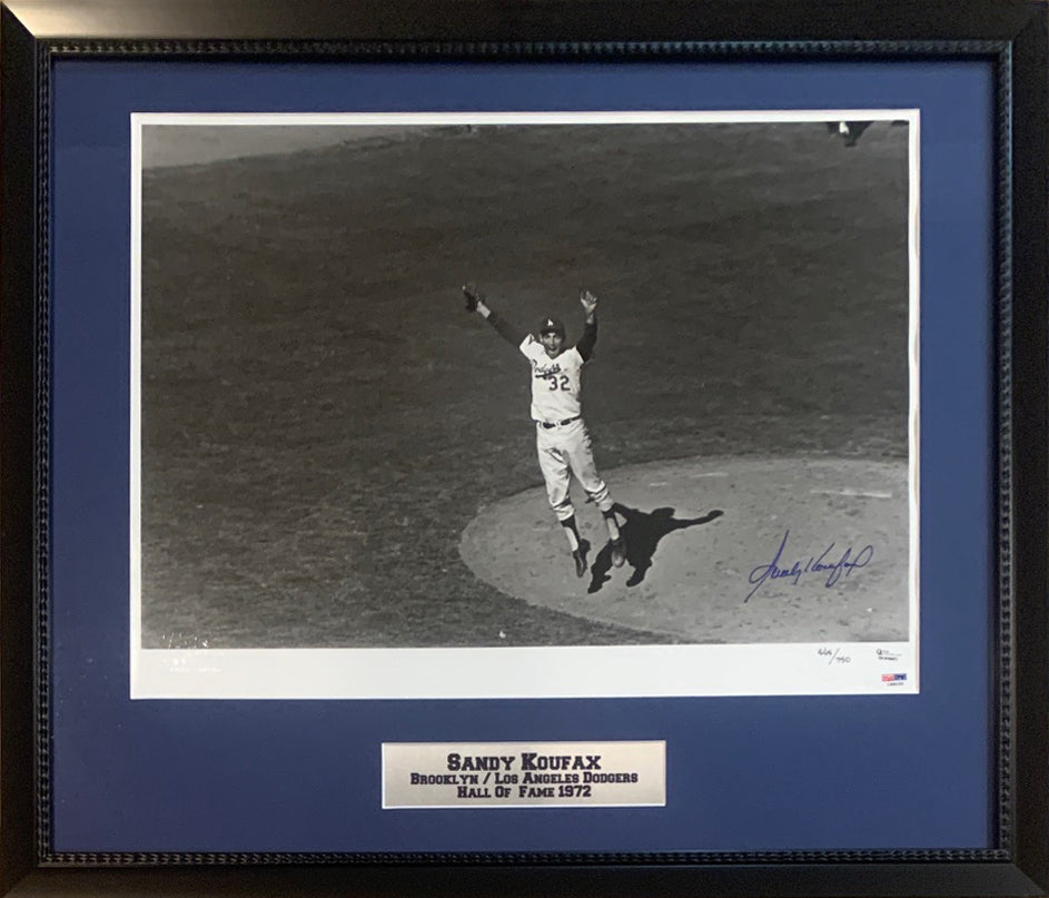 Brooklyn Dodgers Sandy Koufax Autographed Framed Grey Jersey