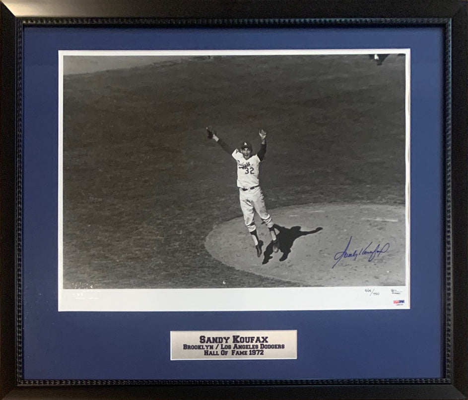 Sandy Koufax Autographed Los Angeles Brooklyn Dodgers Signed Baseball Framed 16x20 Photo Limited Edition of 950 PSA DNA COA-Powers Sports Memorabilia