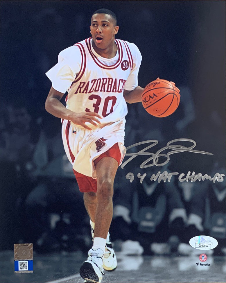 Scotty Thurman Autographed Arkansas 1994 Signed Basketball 8x10 Photo JSA COA-Powers Sports Memorabilia