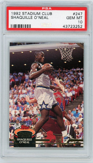 Shaquille O'Neal 1992 Stadium Club Basketball Rookie Card RC #247 Graded PSA 10 GEM MINT-Powers Sports Memorabilia