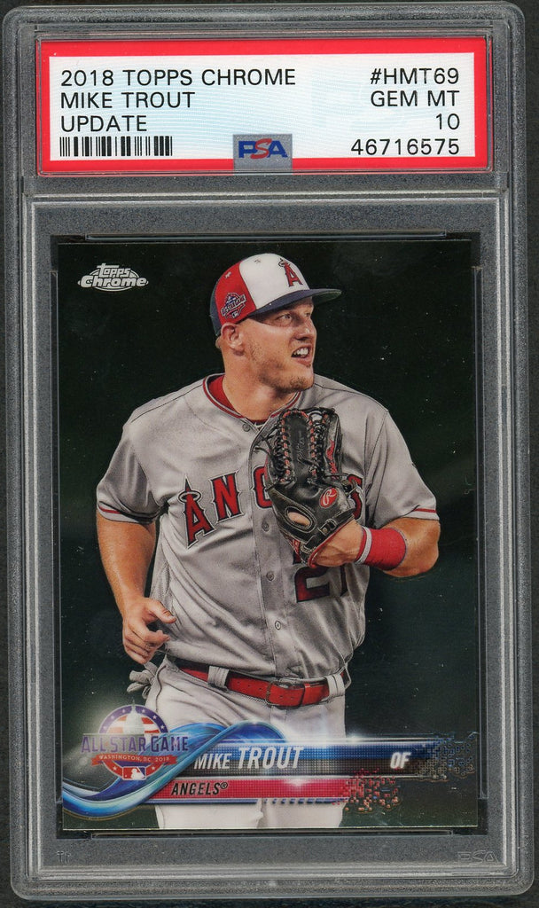 Mike Trout MLB 2018 Topps Chrome Update Baseball Card #HMT69 Graded PS