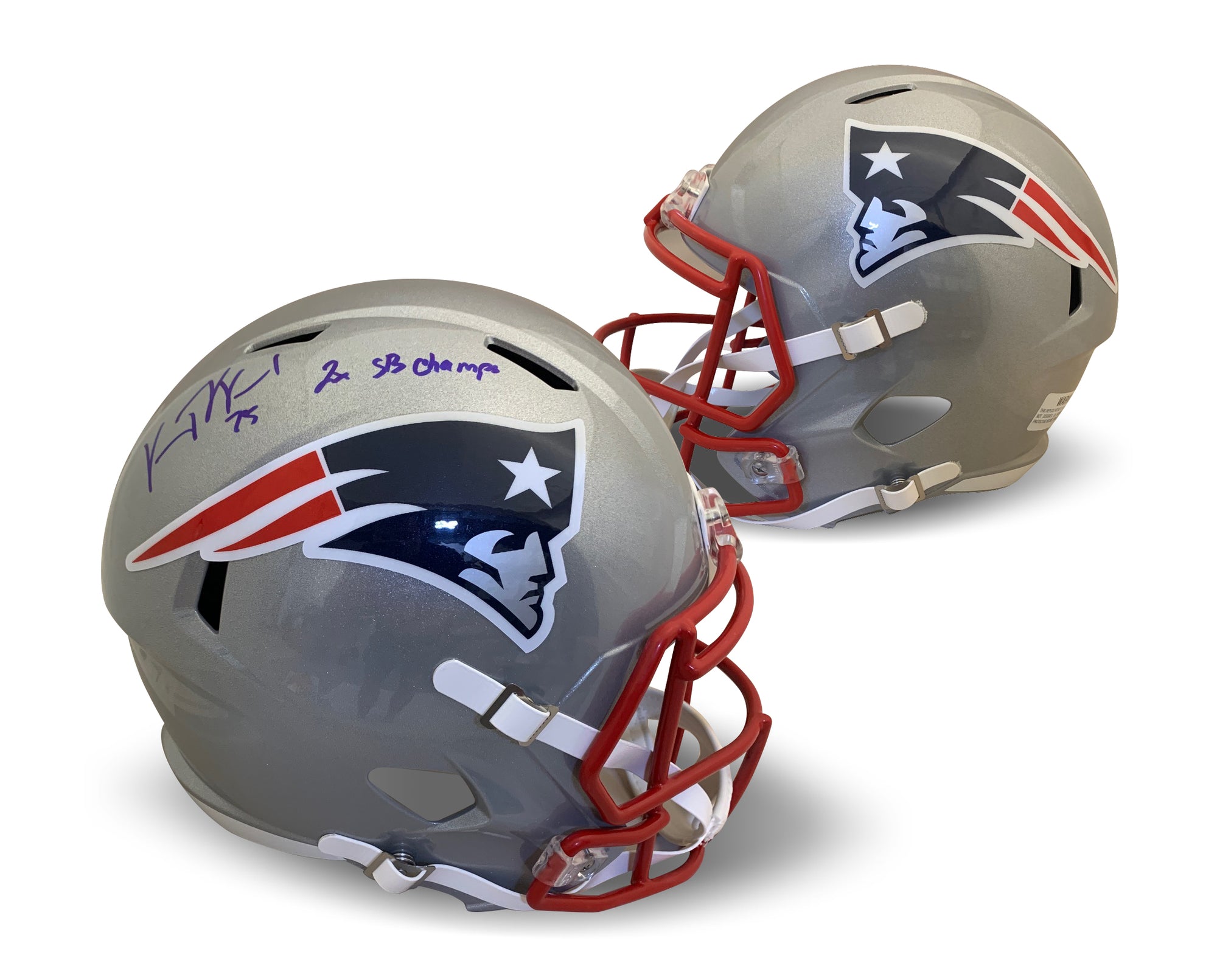 Vince Wilfork Autographed New England Patriots Signed Football Full Size Replica Helmet 2 x SUPER BOWL CHAMP JSA COA-Powers Sports Memorabilia