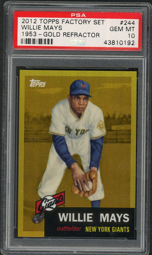 Willie Mays 2012 Topps Factory Set 1953 Gold Refractor Baseball Card #244 Graded PSA 10 GEM MINT-Powers Sports Memorabilia